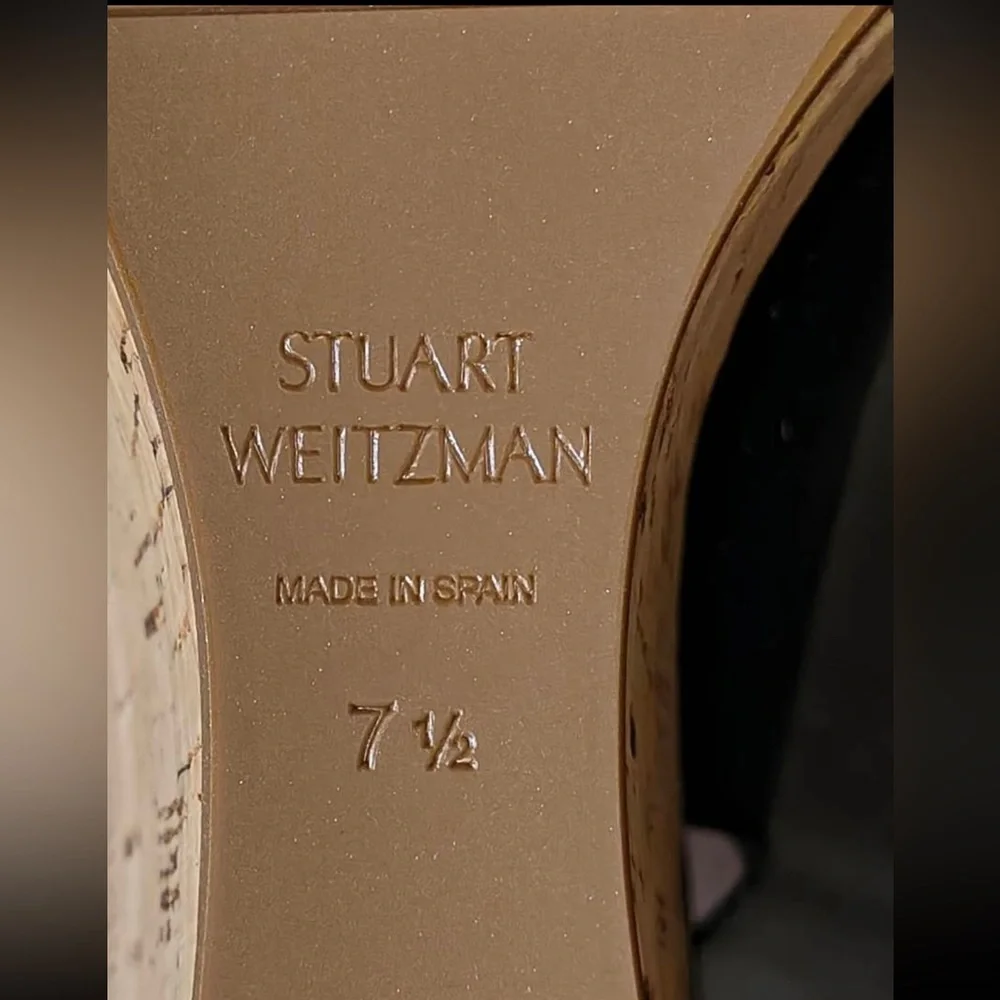 NEW Stuart Weitzman “Jean” Black Patent Leather Slingabck Cork Wedge - US 7.5 - Picture 6 of 8